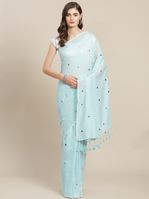 

FIROZA Women Blue Embellished Saree
