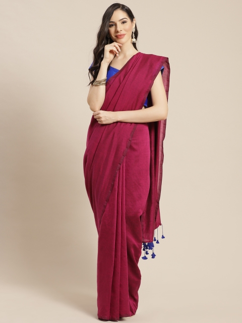 

FIROZA Women Magenta Solid Saree