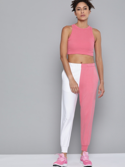 

VividArtsy Women Pink & White Ribbed Top with Joggers