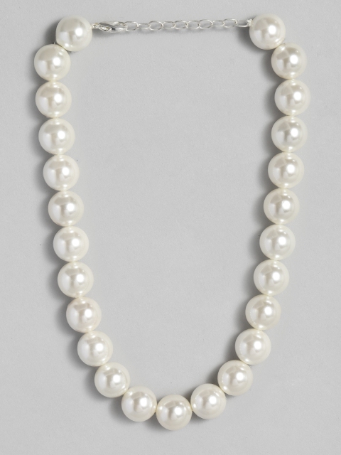 

justpeachy White Single Strand Pearl Necklace