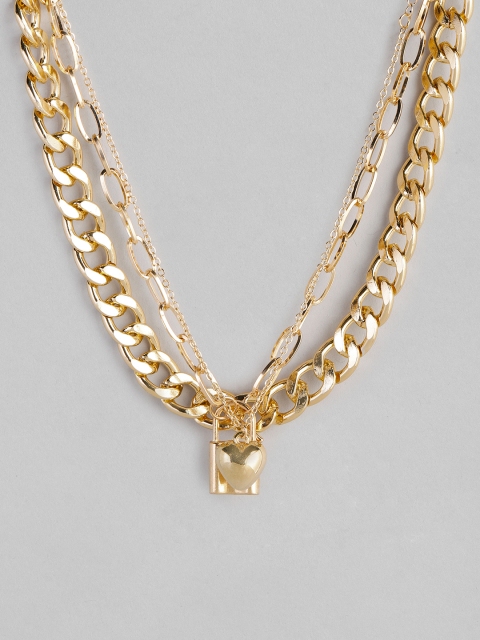 

justpeachy Set Of 3 Gold-Plated Pendant With Chain