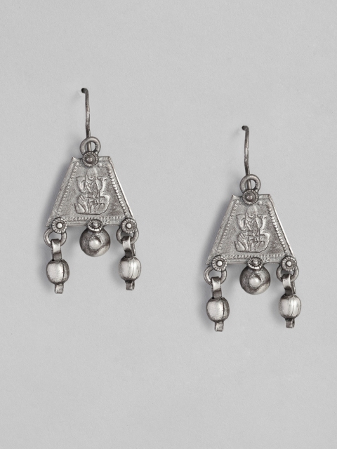 

justpeachy Silver-Toned Contemporary Drop Earrings