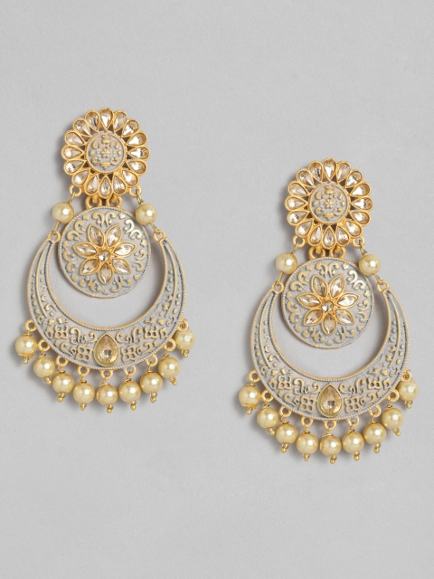 

justpeachy Gold-Plated & Grey Crescent Shaped Chandbalis
