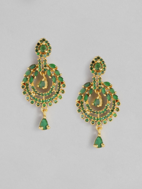 

justpeachy Green Gold-Plated Studded Crescent Shaped Chandbalis