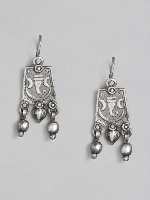 

justpeachy Silver-Plated Contemporary Drop Earrings