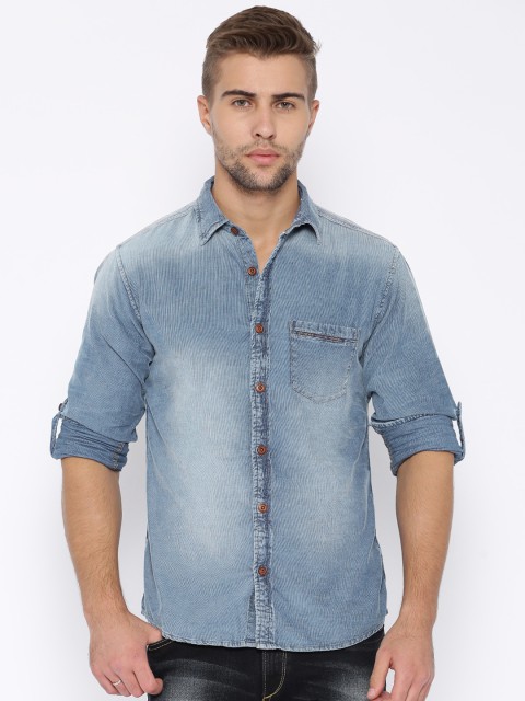 

SPYKAR Blue Corduroy Casual Shirt