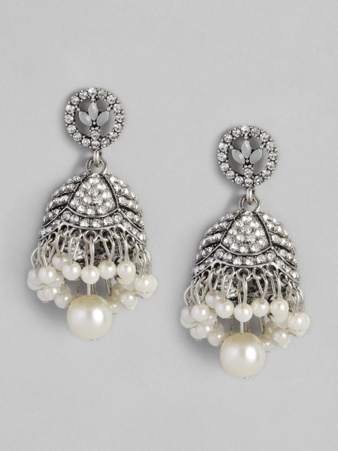 

justpeachy Silver-Toned Classic Jhumkas