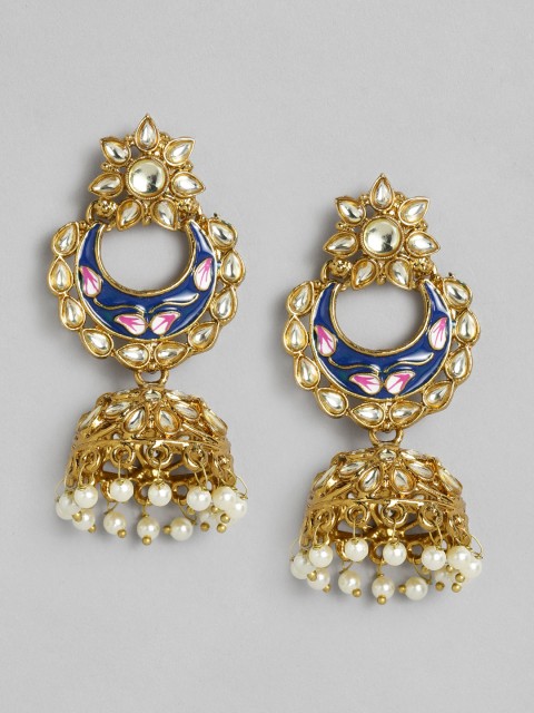 

Justpeachy Blue & Gold-Plated Dome Shaped Jhumkas