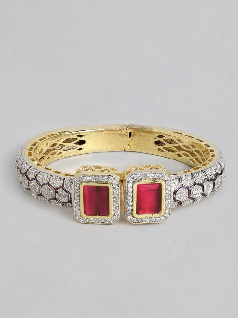 

justpeachy White & Red Gold-Plated Kada Bracelet