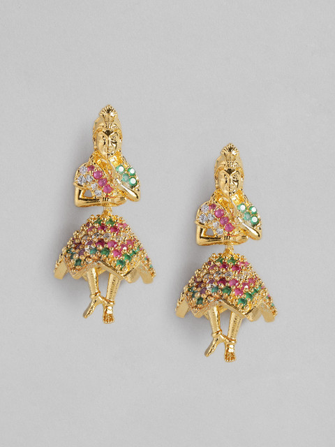 

justpeachy Multicoloured Gold-Plated Studded Contemporary Oversized Studs, Multi