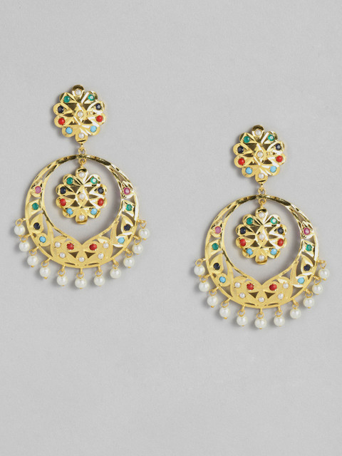 

justpeachy Multicoloured Gold-Plated Chandbalis, Multi