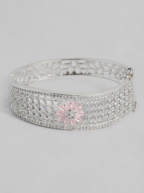 

justpeachy Silver-Toned Rhodium-Plated Studded Bracelet