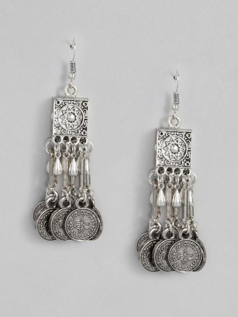 

justpeachy Silver-Plated Oxidised Classic Drop Earrings