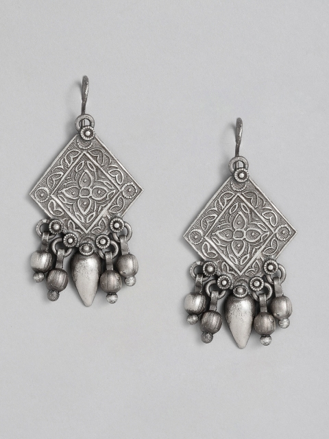 

justpeachy Silver-Plated Geometric Drop Earrings