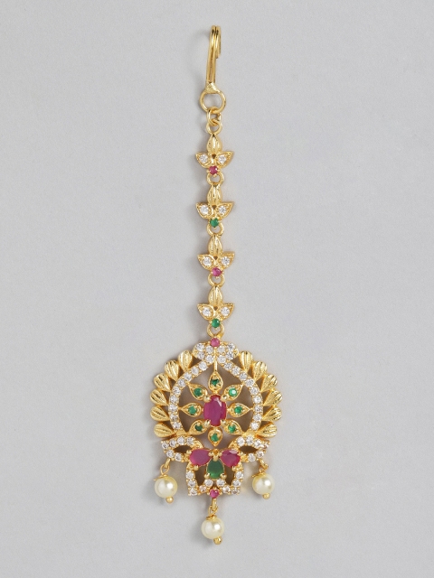 

justpeachy Gold-Plated & Pink Studded Maangtika