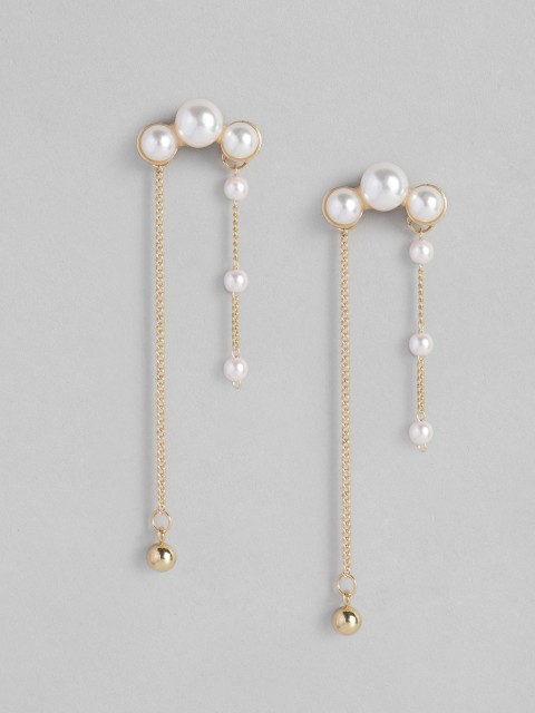 

justpeachy Gold & White Contemporary Drop Earrings