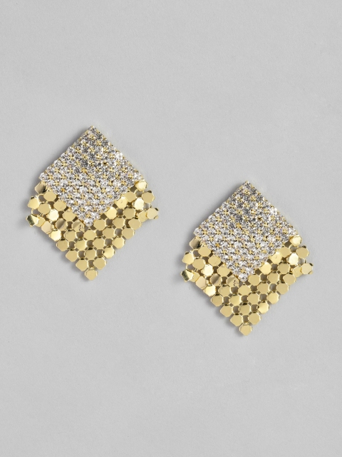 

justpeachy Gold-Plated CZ Studded Geometric Studs