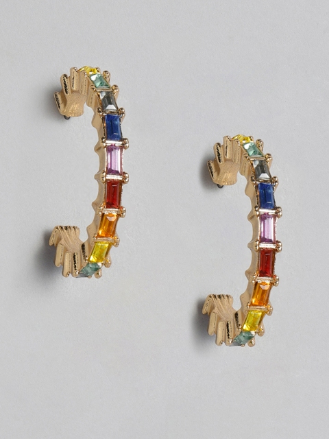 

justpeachy Multicoloured Contemporary Half Hoop Earrings, Multi