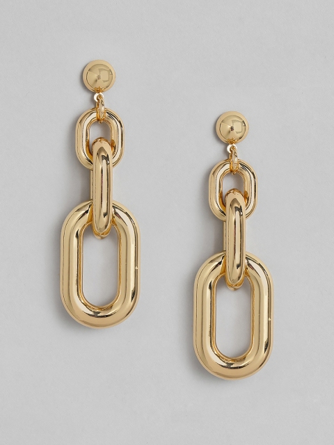 

justpeachy Gold-Toned Geometric Drop Earrings