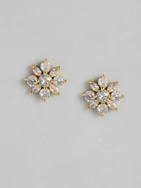 

justpeachy Gold-Toned American Diamond Floral Studs