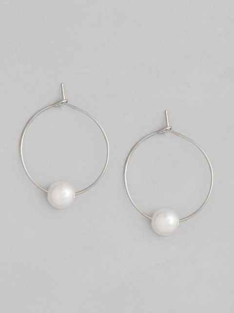 

justpeachy Silver-Toned Circular Hoop Earrings
