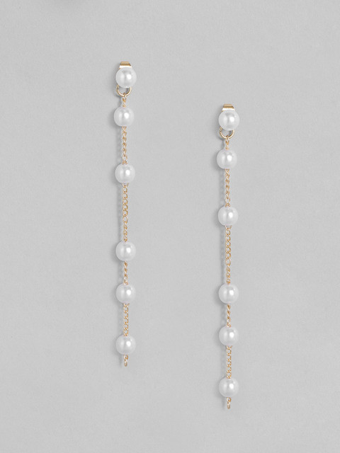 

justpeachy White Gold-Plated Pearls Chandelier Contemporary Drop Earrings