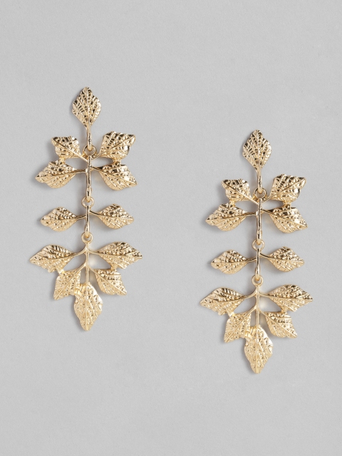 

justpeachy Gold-Plated Leaf Shaped Drop Earrings