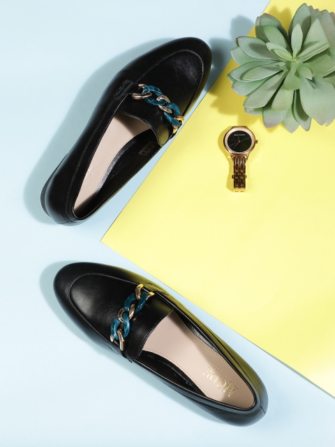 

Mode By Red Tape Women Black Horsebit Loafers