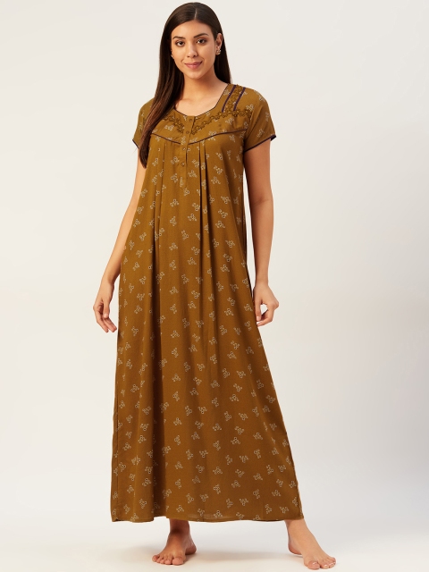 

Sweet Dreams Olive Brown & Off-White Geometric Print Maxi Nightdress