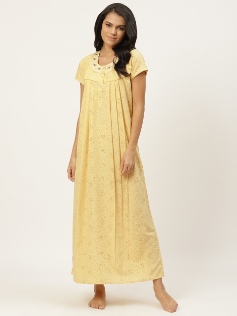 

Sweet Dreams Yellow Printed Maxi Nightdress