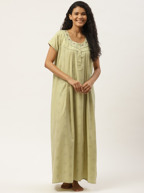 

Sweet Dreams Green Ditsy Dot Print Maxi Nightdress