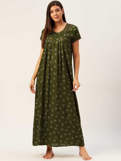 

Sweet Dreams Olive Green & Pink Geometric Print Maxi Nightdress