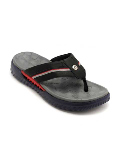 

TRENDS & TRADES Men Black & Orange Solid Thong Flip-Flops