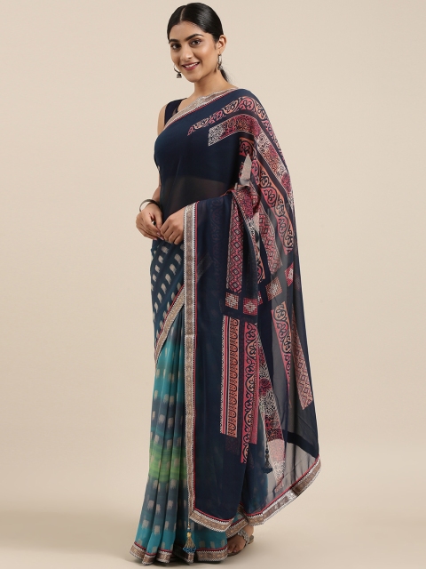 

Triveni Multicoloured Printed Pure Georgette Saree, Multi