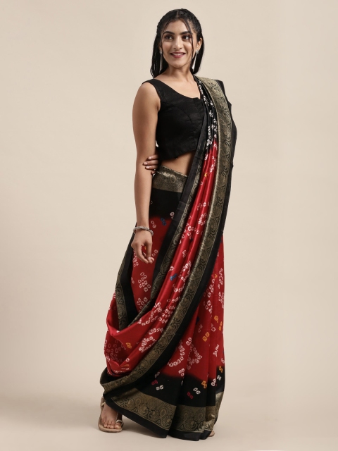 

Saree Swarg Red & Black Art Silk Printed Saree