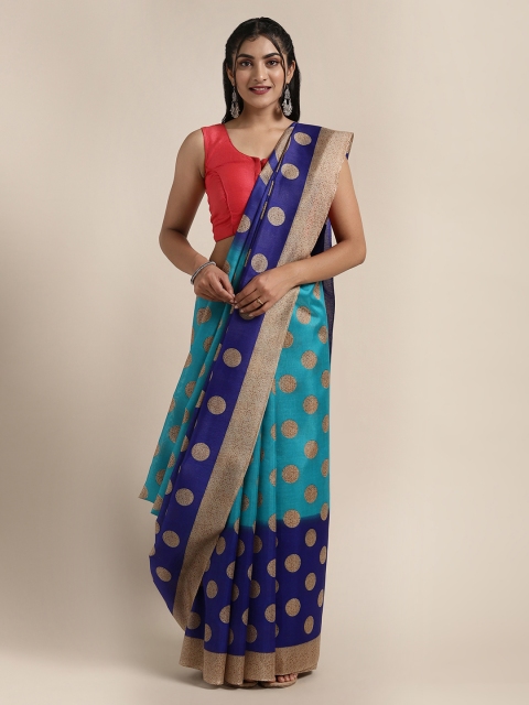 

Saree Swarg Blue Printed Art Silk Saree with Blouse