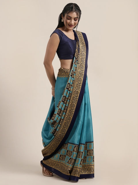 

Saree Swarg Blue Solid Art Silk Saree