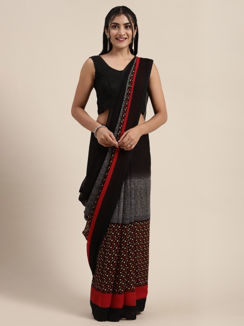 

Saree Swarg Black Poly Georgette Printed Saree