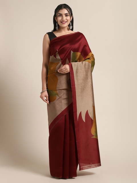 

Saree Swarg Maroon Solid Art Silk Saree