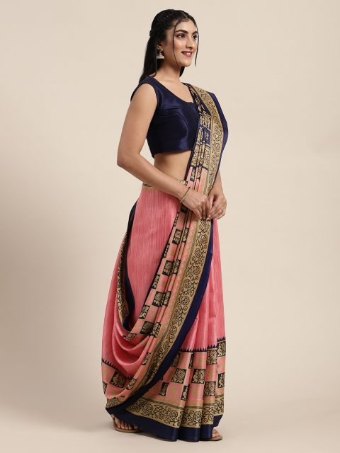 

Saree Swarg Pink & Blue Art Silk Printed Saree