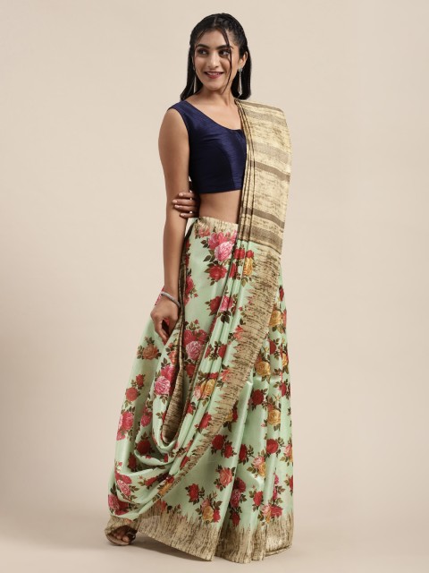 

Saree Swarg Green Printed Art Silk Saree