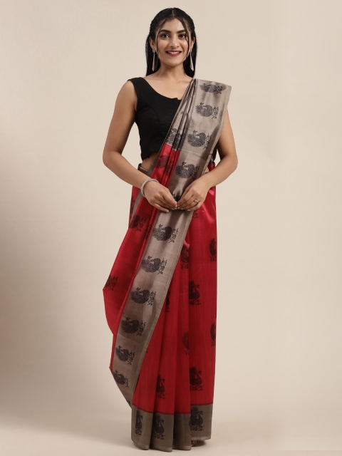 

Saree Swarg Red & Grey Art Silk Printed Saree
