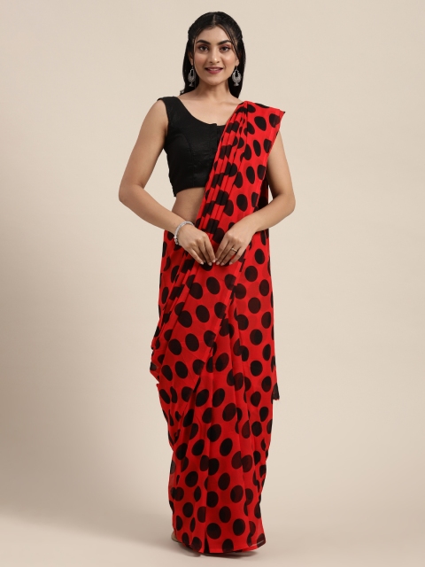 

Saree Swarg Red & Black Poly Georgette Printed Saree