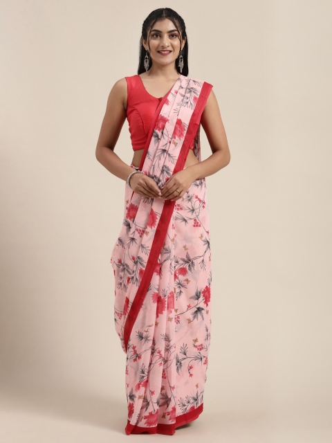 

Saree Swarg Pink & Red Floral Printed Saree