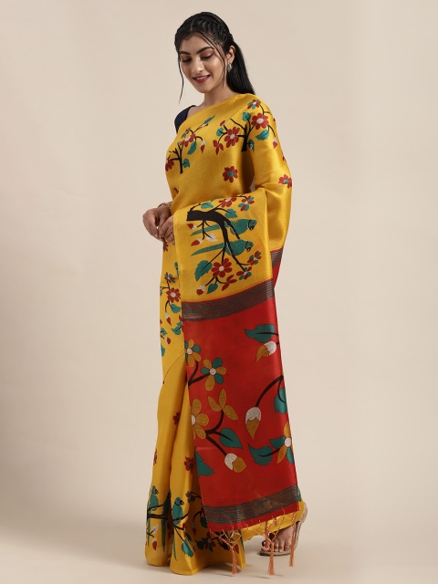 

Saree Swarg Yellow Printed Art Silk Saree