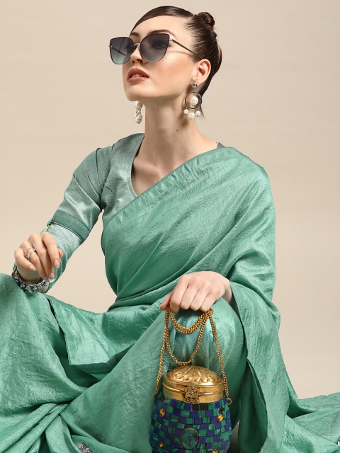 

Tikhi Imli Green Sequinned Crinkled Saree