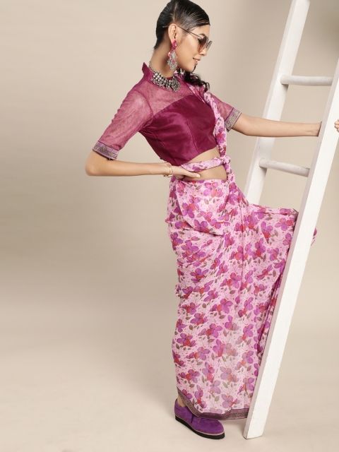

Tikhi Imli Pink Printed Saree
