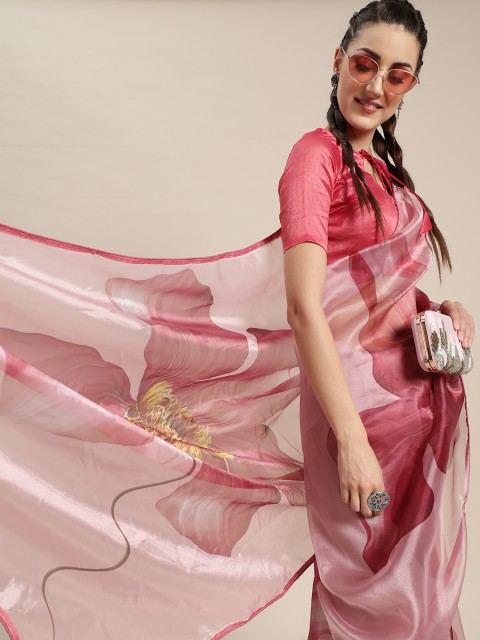 

Tikhi Imli Pink Floral Print Saree