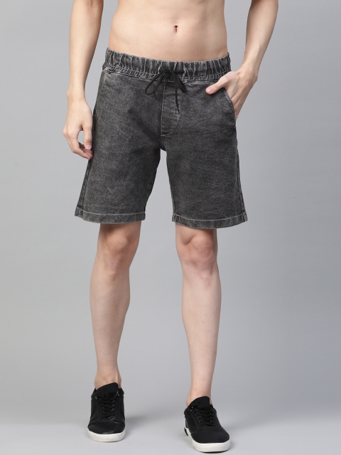 

Kook N Keech Men Charcoal Solid Regular Fit Denim Shorts
