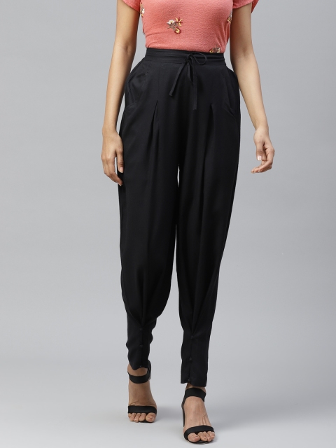 

Tulsattva Women Black Relaxed Regular Fit Solid Trousers
